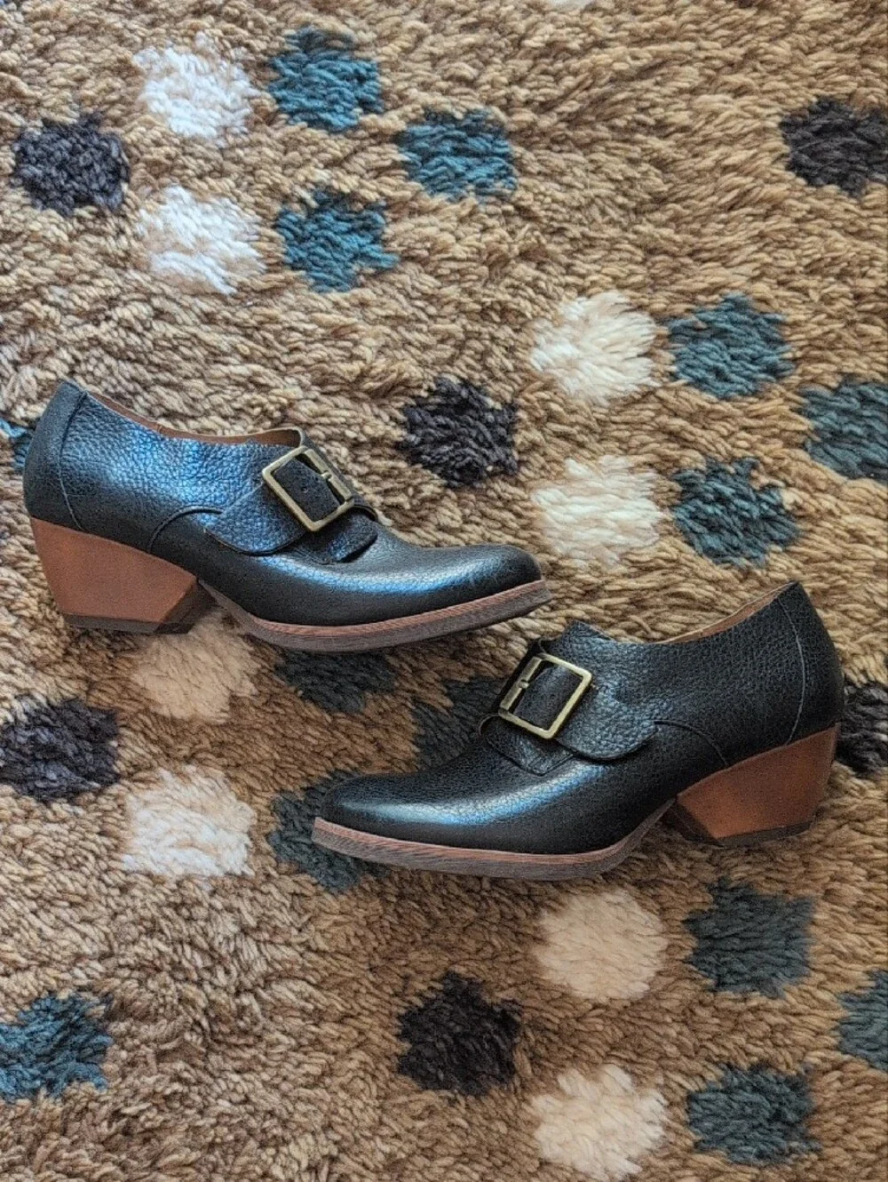 Kork-Ease Black Leather Buckle Heels
